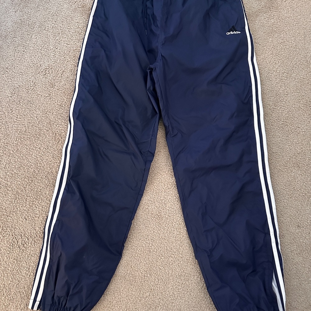 Adidas Navy Track Pants with White Stripes